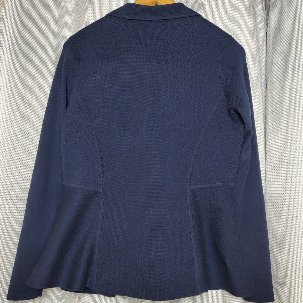 Eileen Fisher Navy Peplum Sweater Size Small Silk and Cotton Excellent Condition - Picture 2 of 4